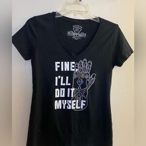 Piston Driven Women’s Black V Neck T Shirt M Fine I’ll Do It Myself Graphic